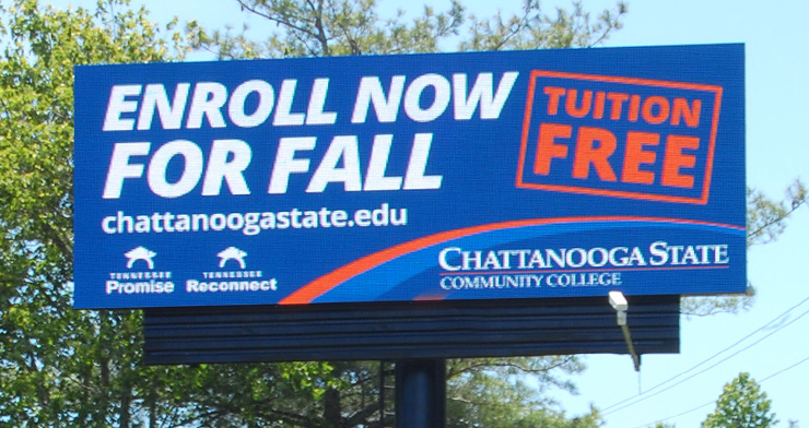 Chattanooga State ad on LED billboard