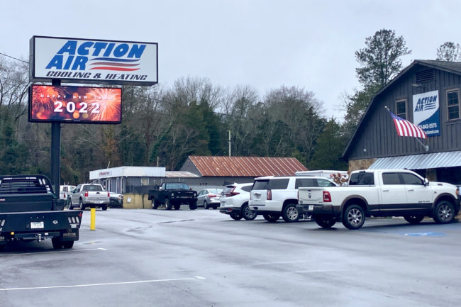 Static header with LED sign