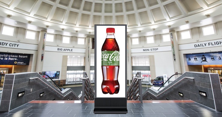 Indoor LED sign at top of stairs