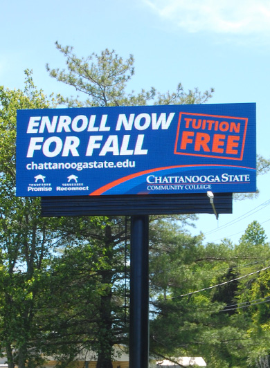 Chattanooga State ad on a LED Billboard