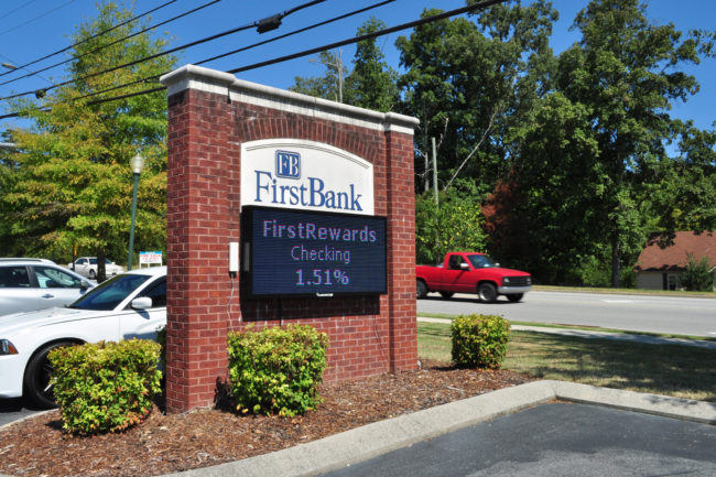 FirstBank monument style LED business sign